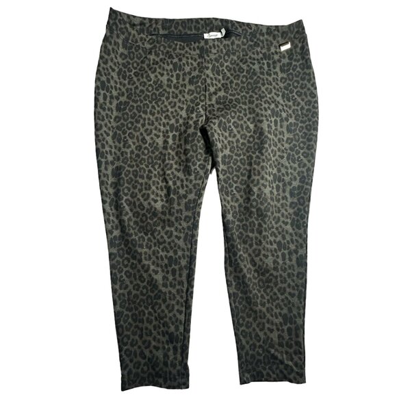 CALVIN KLEIN Leopard Print Pull-on Stretch Knit Pants 3x Plus Size Womens - Picture 1 of 8